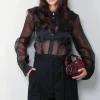 Ganni Blouse - Technical Organza Shirt - Black