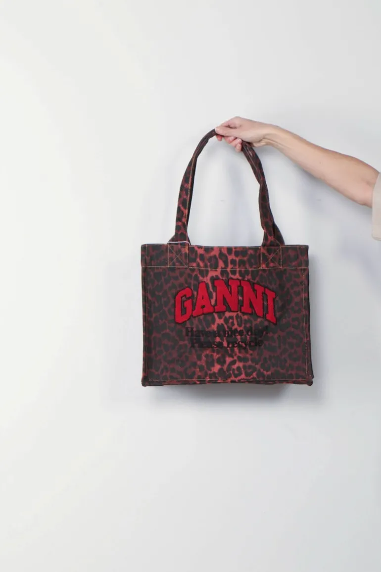 Ganni Tas - Large Easy Shopper Print Leo - Racing Red