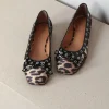 Ganni Ballerina - Eyelets Bow Satin Print - Leopard