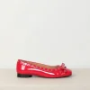 Ganni Ballerina - Eyelets Bow Naplack - Racing Red