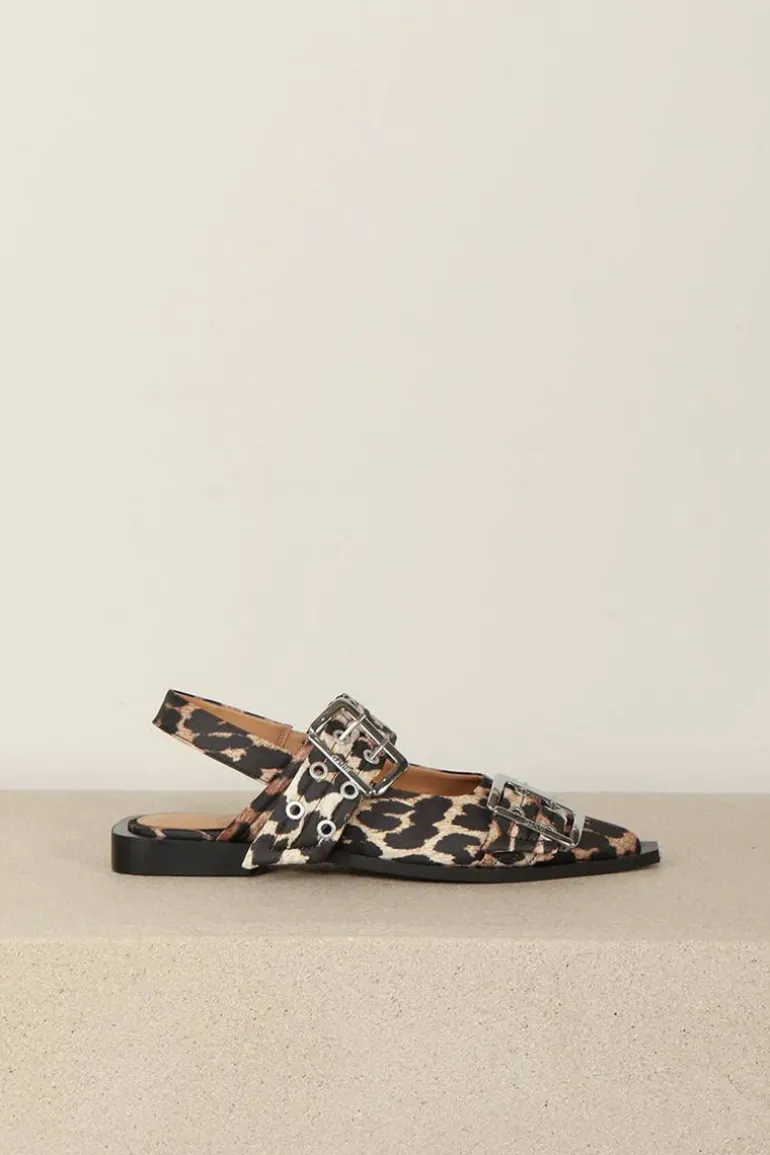 Ganni Ballerina's - Feminine Buckle Ballerina Print - Leopard