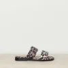 Ganni Sandalen - Feminine Buckle Two Strap Sandal Denim Print - Leopard