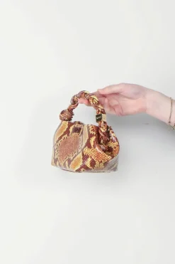 Ganni Tas - Bou Bag Mini Snake - Buckthorn Brown