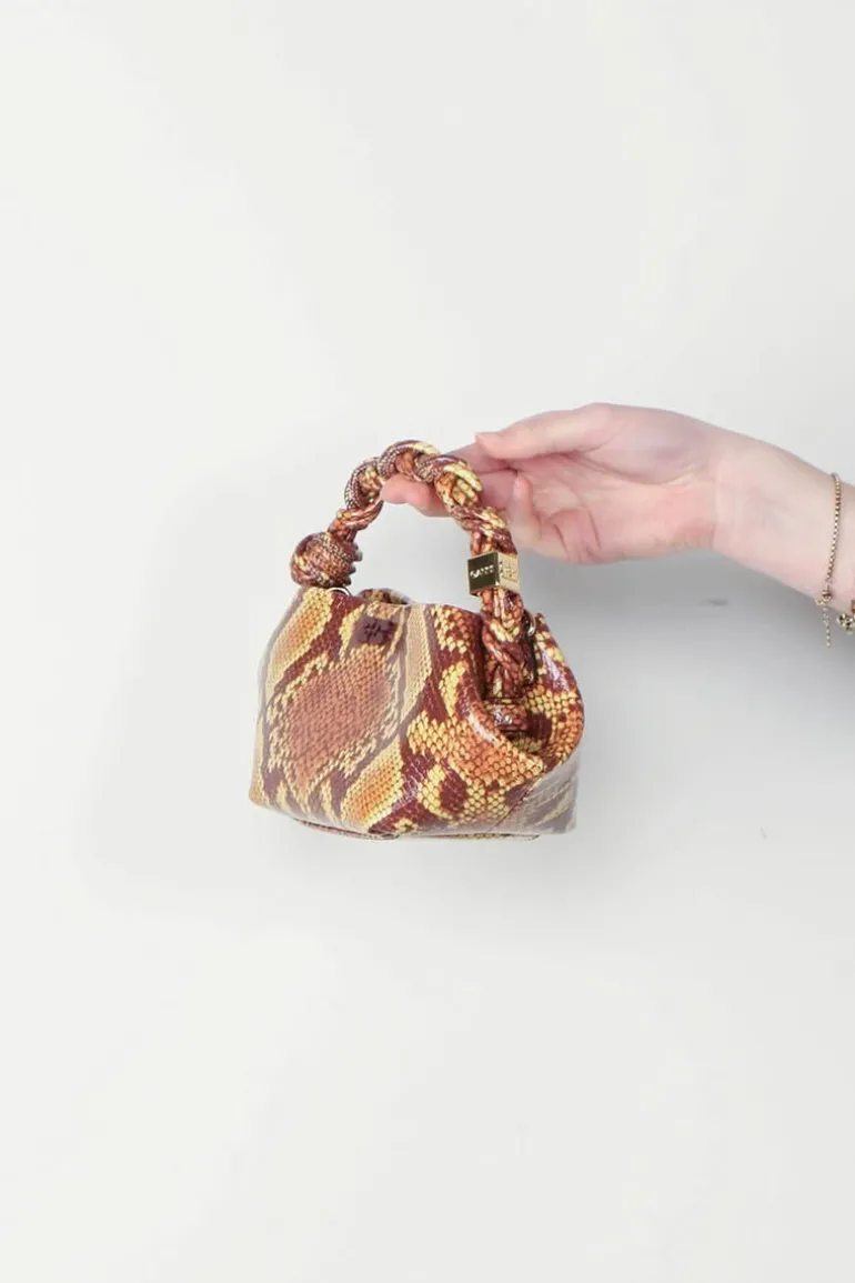Ganni Tas - Bou Bag Mini Snake - Buckthorn Brown