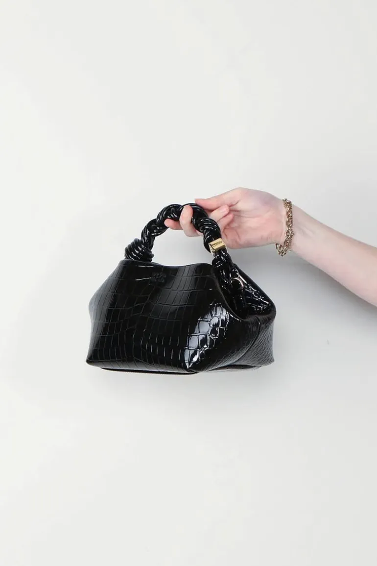 Ganni Tas - Bou Bag Small Patent - Croco Black