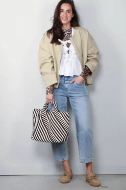 Ganni Top - Printed Marl Mesh Long Sleeve - Leopard