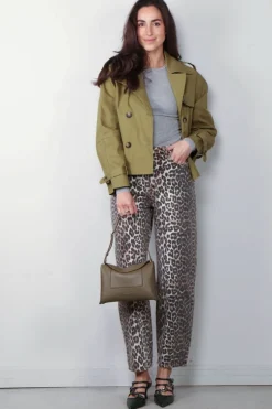 Ganni Broek - Print Denim Stary - Leopard