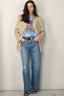 Ganni T-shirt - Basic Jersey Tiger Relaxed T-shirt - Blissful blue