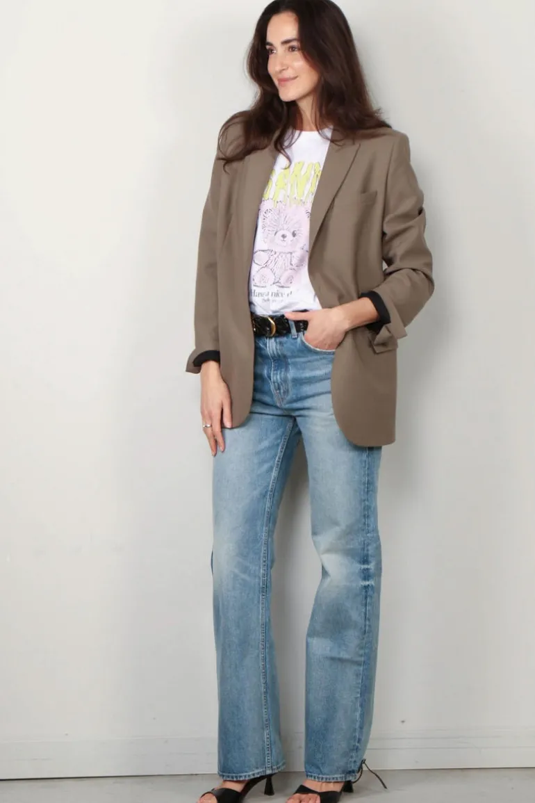 Ganni T-shirt - Basic Jersey Teddy Relaxed T-shirt - Bright White