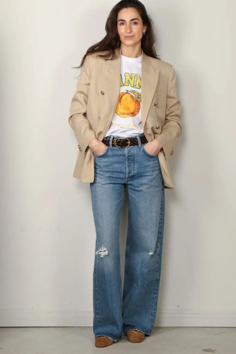 Ganni T-shirt - Basic Jersey Peach Relaxed T-shirt - Bright white