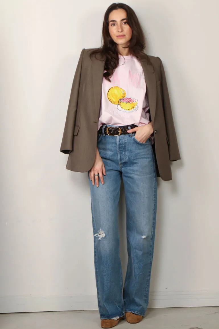Ganni T-shirt - Basic Jersey Grapefruit Relaxed T-shirt - Chalk pink