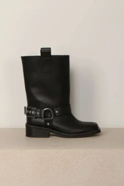 Ganni laarzen - S2275 Biker Tubular Mid Shaft Boot - Black