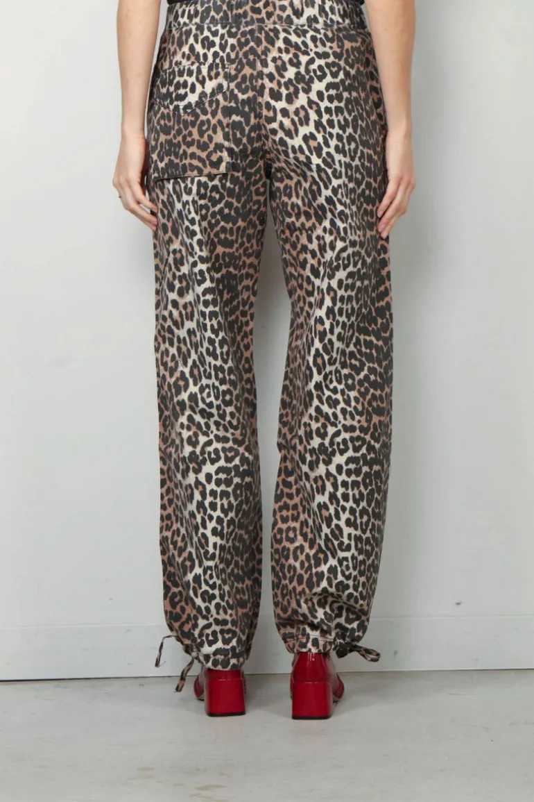 Ganni Broek - Washed Cotton Canvas Draw String Pants - Almond milk