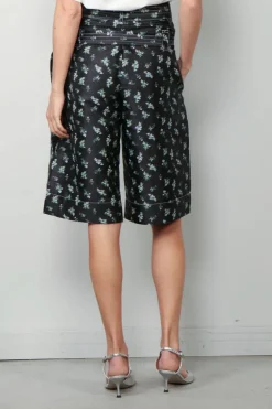 Ganni Short - Floral Jacquard Shorts - Black