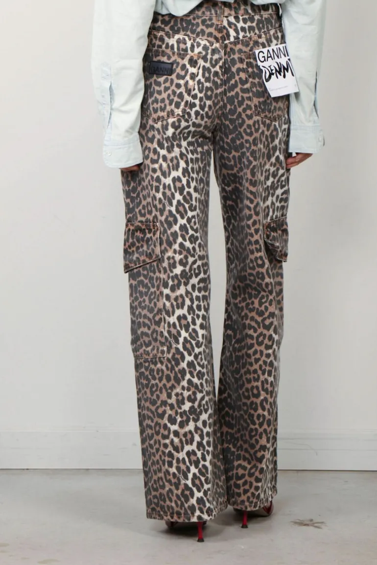 Ganni Broek - Print Denim Angi - Leopard