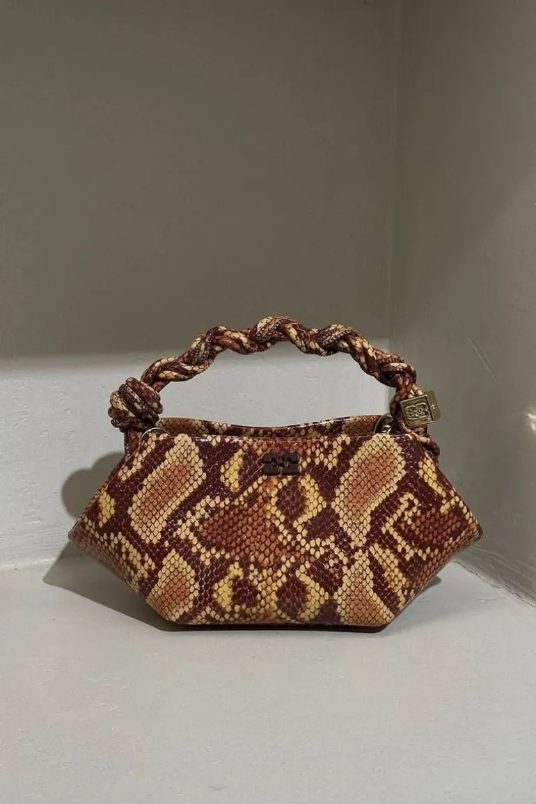 Ganni Tas - Bou Bag Mini Snake - Buckthorn Brown
