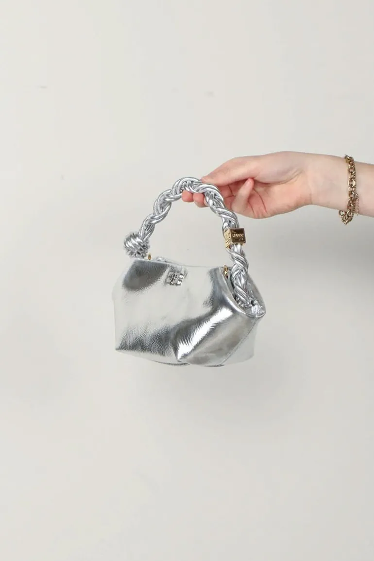 Ganni tas - Bou Bag Mini Metallic - Silver