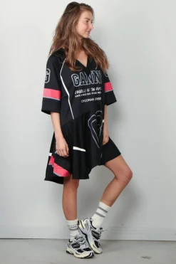Ganni Jurk - Future Mesh Oversized Mini Dress - Black