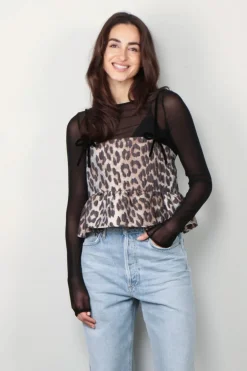 Ganni Top - 3D Jacquard top - Leopard