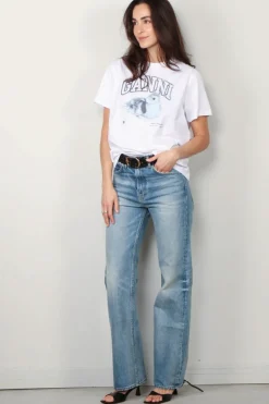 Ganni T-shirt - Basic Jersey Duckie Relaxed T-shirt - Bright White