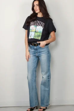Ganni T-shirt - Basic Jersey BD Teddy Relaxed T-shirt - Phantom