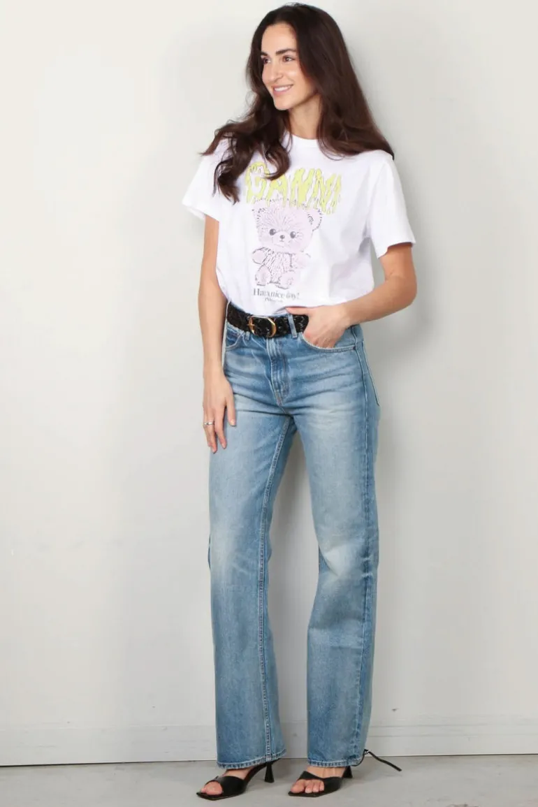 Ganni T-shirt - Basic Jersey Teddy Relaxed T-shirt - Bright White