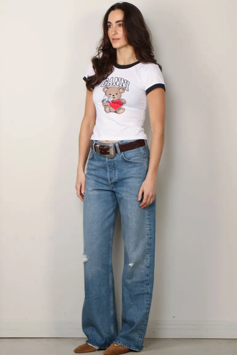 Ganni T-shirt - Basic Jersey Bear Small T-shirt - Bright White
