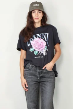 Ganni T-shirt - Basic Jersey Rose Relaxed T-shirt - Phantom