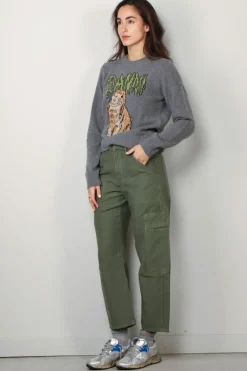 Ganni Trui - Graphic Wool Mix Bunny Crewneck - Frost gray