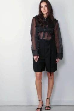 Ganni Blouse - Technical Organza Shirt - Black