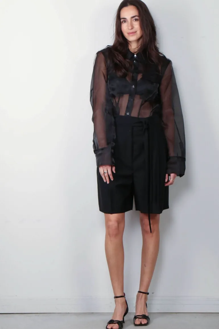 Ganni Blouse - Technical Organza Shirt - Black