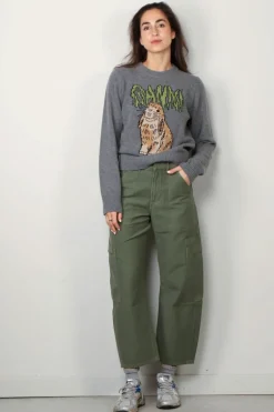 Ganni Trui - Graphic Wool Mix Bunny Crewneck - Frost gray