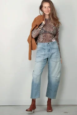 Ganni Top - Printed Marl Mesh Long Sleeve - Leopard