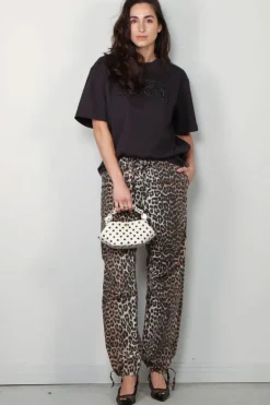 Ganni Broek - Washed Cotton Canvas Draw String Pants - Almond milk