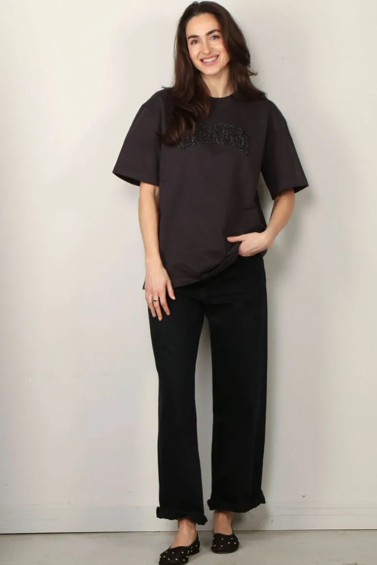 Ganni T-shirt - Heavy Cotton Drop Shoulder Ganni T-shirt - Phantom