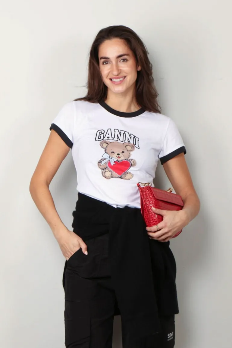 Ganni T-shirt - Basic Jersey Bear Small T-shirt - Bright White