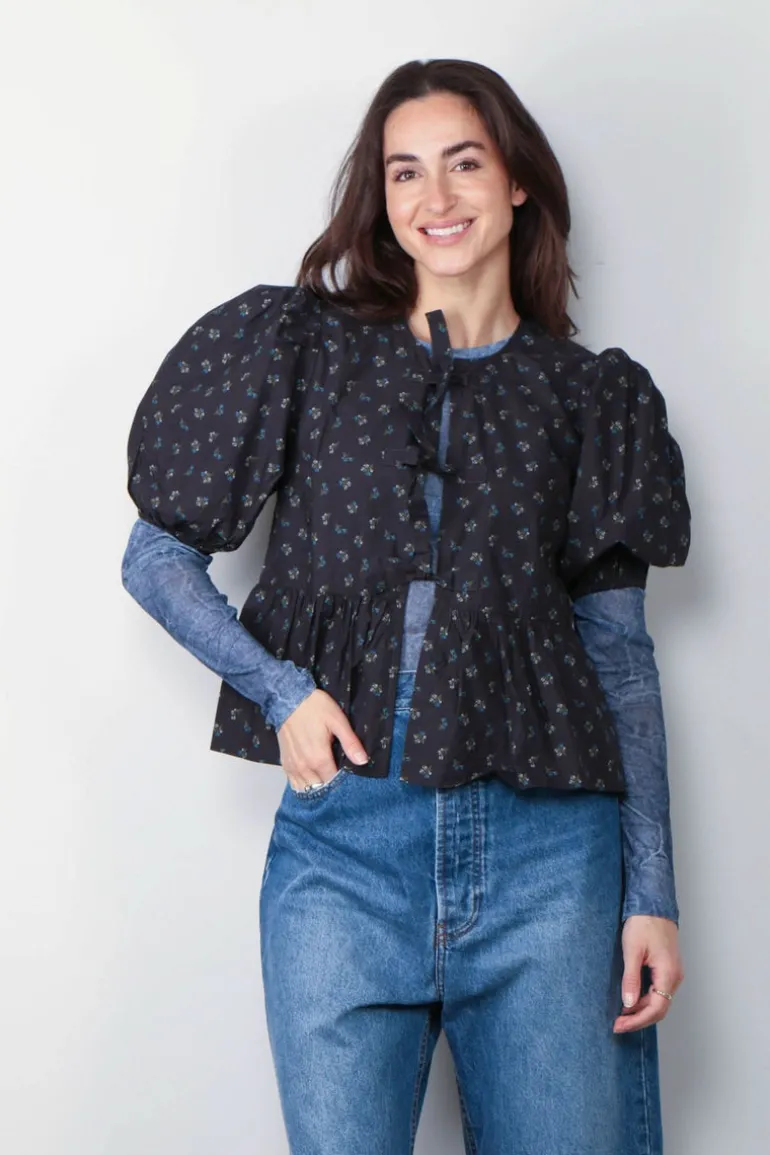 Ganni Top - Marl Mesh Long Sleeve - Denim