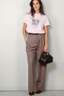 Ganni T-shirt - Basic Jersey Kittens Relaxed T-shirt - Chalk pink
