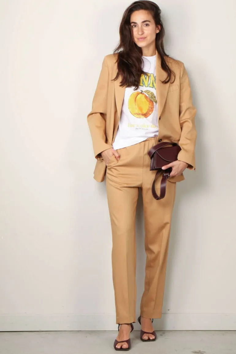 Ganni T-shirt - Basic Jersey Peach Relaxed T-shirt - Bright white