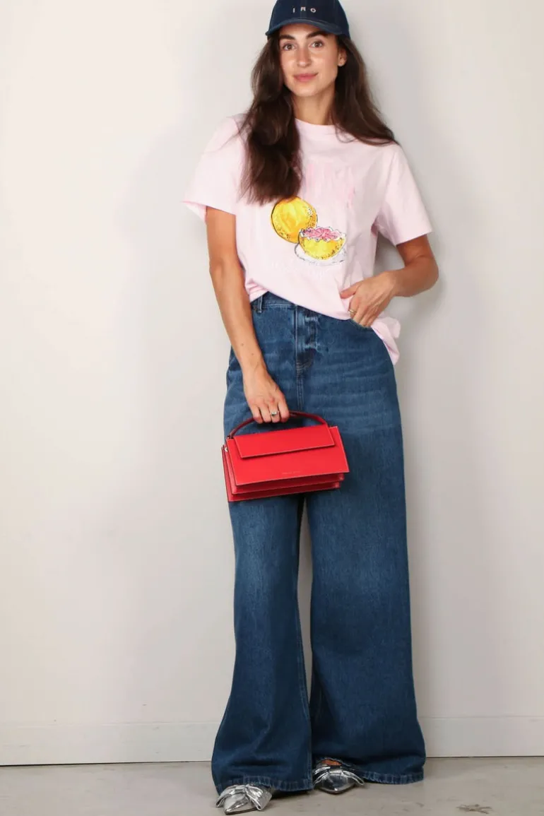 Ganni T-shirt - Basic Jersey Grapefruit Relaxed T-shirt - Chalk pink