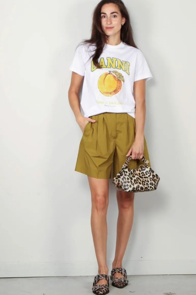 Ganni T-shirt - Basic Jersey Peach Relaxed T-shirt - Bright white
