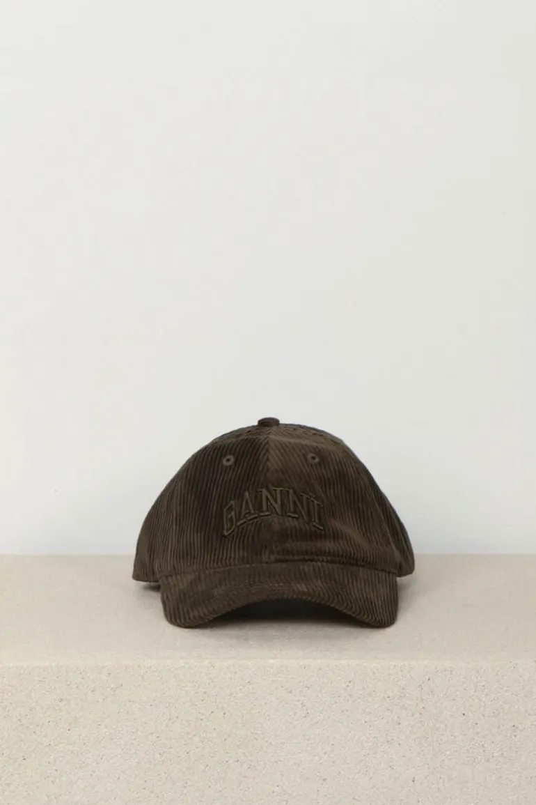 Ganni- Pet Cap Hat Corduroy - Military olive