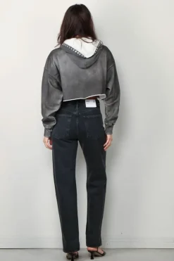 Golden Goose Hoodie - Zipped Hoodie Sprayed Effect - Dark Anthracite