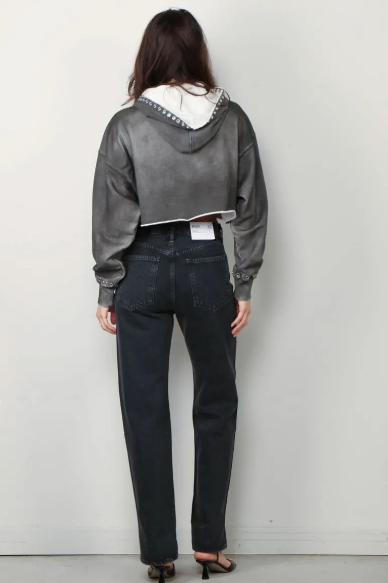 Golden Goose Hoodie - Zipped Hoodie Sprayed Effect - Dark Anthracite