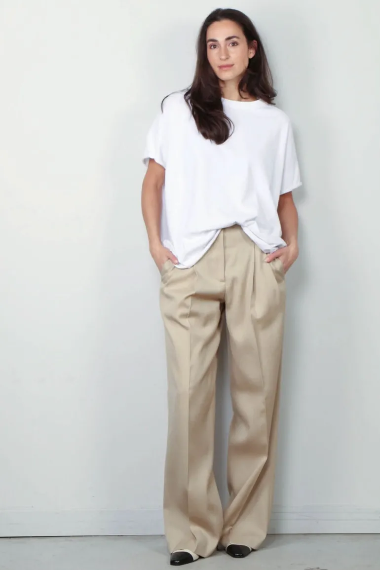 Golden Goose Pantalon - Pant Wide Leg Gabardine - Sand