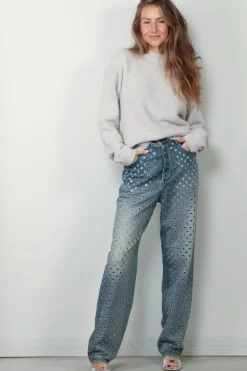 Golden Goose Jeans - Pant Kim Sand Wash All Over Eyelet - Blue