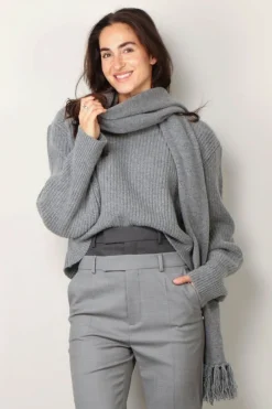 Halfboy Sjaal - Knit scarf -  Light grey melange