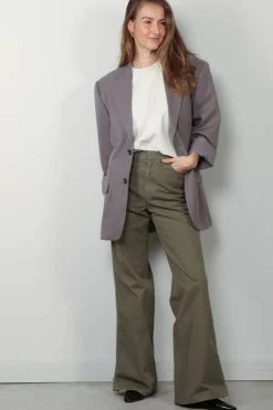 Halfboy Broek - Zipped Wide Pants - Tea Leaf