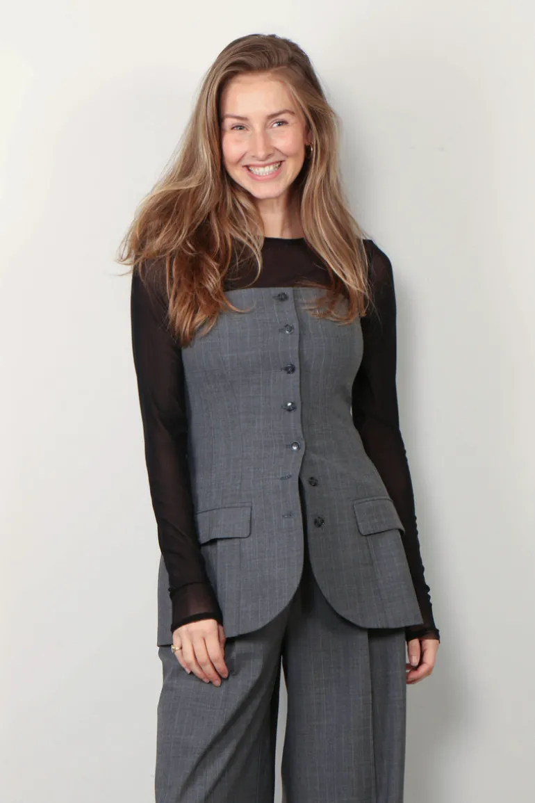 Herskind Top - Jacqui - Light Grey Pinstripe