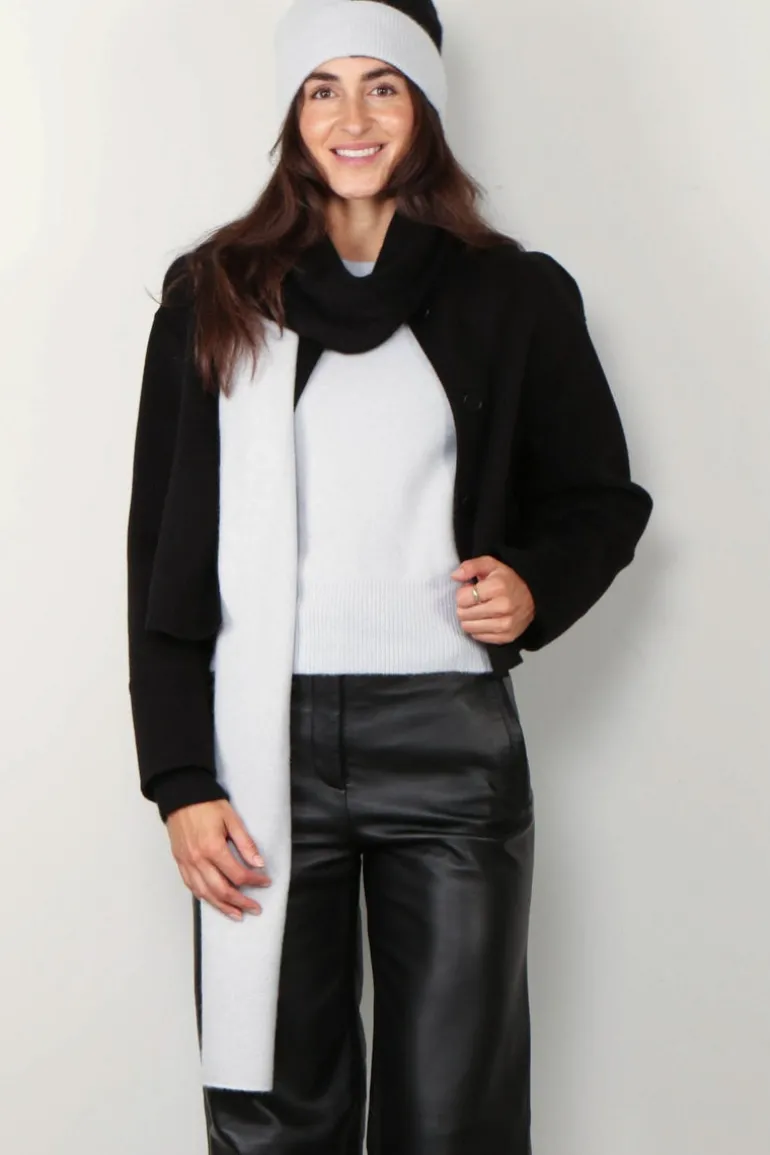 Joseph Sjaal - Scarf-Brushed Cashmere - Frost/Black